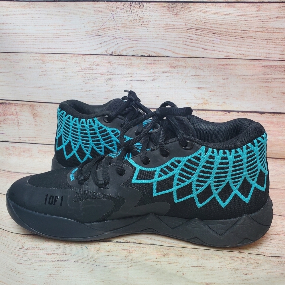 PUMA Mens Size 11.5 MB.01 Buzz City LaMelo Ball Black/Blue Atoll Basketball - Picture 9 of 16